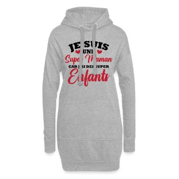 Je suis une super maman - Sweat-shirt à capuche long Femme - gris chiné - Devant