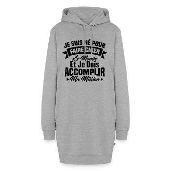 je suis né pour faire chier le monde - Sweat-shirt à capuche long Femme - gris chiné - Devant