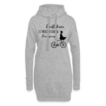Radfahren ist Meditation in Bewegung - Hoodie-Kleid - Grau meliert - Vorne