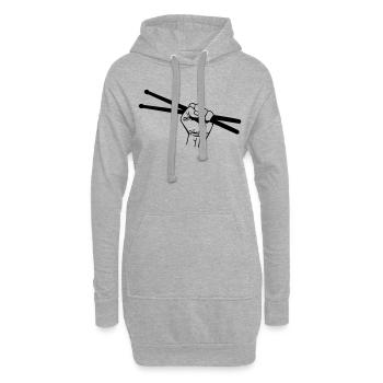 drummer fists - drummer fists - music - rock - Sweat-shirt à capuche long Femme - gris chiné - Devant