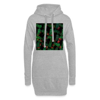Palmen und Blumenmuster - Hoodie-Kleid - Grau meliert - Vorne