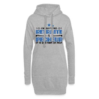 J'ai deux titres Retraite et Pécheur. Cadeau - Sweat-shirt à capuche long Femme - gris chiné - Devant