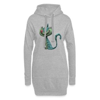 Chat drôle - Sweat-shirt à capuche long Femme - gris chiné - Devant