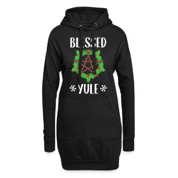 Blessed Yule Pagan Winter Solstice design - Hoodie Dress - black - Front