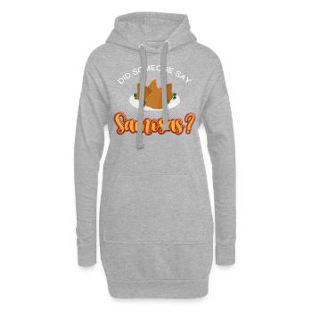 Drôles d’amateurs de cuisine indienne a-t-il dit samosas - Sweat-shirt à capuche long Femme - gris chiné - Devant