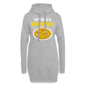 Drôle de bonheur est Biryani Indian Food Lovers - Sweat-shirt à capuche long Femme - gris chiné - Devant