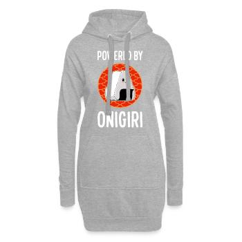 Powered By Onigiri Reis Kawaii Japanisches Essen - Hoodie-Kleid - Grau meliert - Vorne