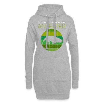 Funny I Need Love Anteater Animal Lovers drucken - Hoodie-Kleid - Grau meliert - Vorne