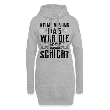 Keine Ahnung das war die andere Schicht - Hoodie-Kleid - Grau meliert - Vorne