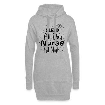 Dormez toute la journée infirmière toute la nuit - Sweat-shirt à capuche long Femme - gris chiné - Devant