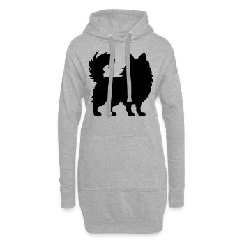 Zwergspitz de Poméranie - Sweat-shirt à capuche long Femme - gris chiné - Devant