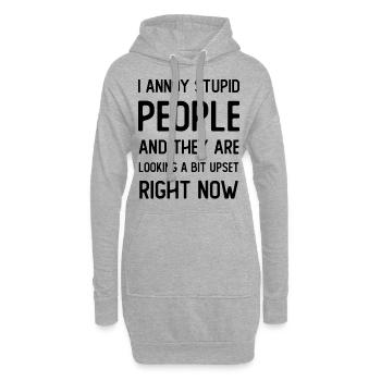 J’agace les gens stupides et ils regardent un peu - Sweat-shirt à capuche long Femme - gris chiné - Devant