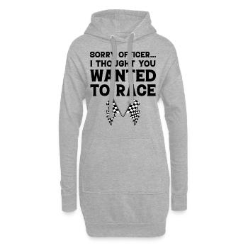 Désolé officier, je croyais que vous vouliez faire la course - Sweat-shirt à capuche long Femme - gris chiné - Devant