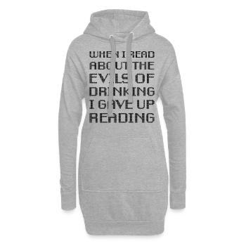 Quand j’ai lu sur les méfaits de l’alcool, j’ai abandonné - Sweat-shirt à capuche long Femme - gris chiné - Devant