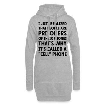 Lustiger Spruch Handy Smartphone - Hoodie-Kleid - Grau meliert - Vorne