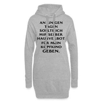 Lustiger Spruch Kopfkino Hausverbot - Hoodie-Kleid - Grau meliert - Vorne