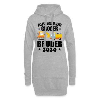 Ich Werde Großer Bruder 2024 - Hoodie-Kleid - Grau meliert - Vorne