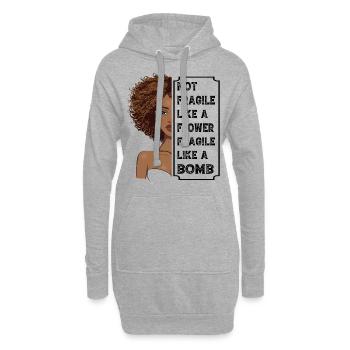 Nicht zerbrechlich wie eine Blume, zerbrechlich wie eine Bombe - Hoodie-Kleid - Grau meliert - Vorne
