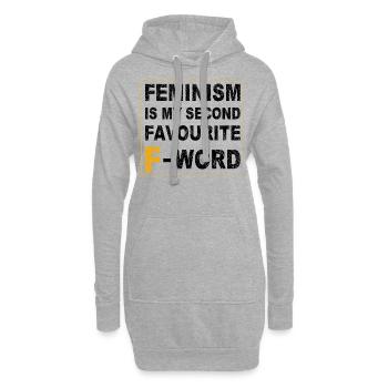 Feminismus ist mein zweitliebstes F-Wort - Hoodie-Kleid - Grau meliert - Vorne