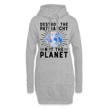 Zerstöre das Patriarchat, nicht den Planeten - Hoodie-Kleid - Grau meliert - Vorne