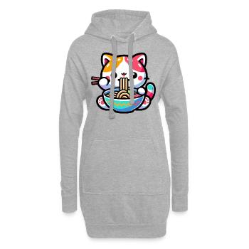 Japanese Anime Manga Cat Ramen für Katzenliebhaber - Hoodie-Kleid - Grau meliert - Vorne