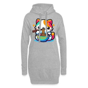 Manga Manga Japonais Cat Ramen pour les amoureux des chats - Sweat-shirt à capuche long Femme - gris chiné - Devant