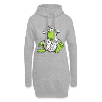 Grenouille en vêtements de mouton - Sweat-shirt à capuche long Femme - gris chiné - Devant