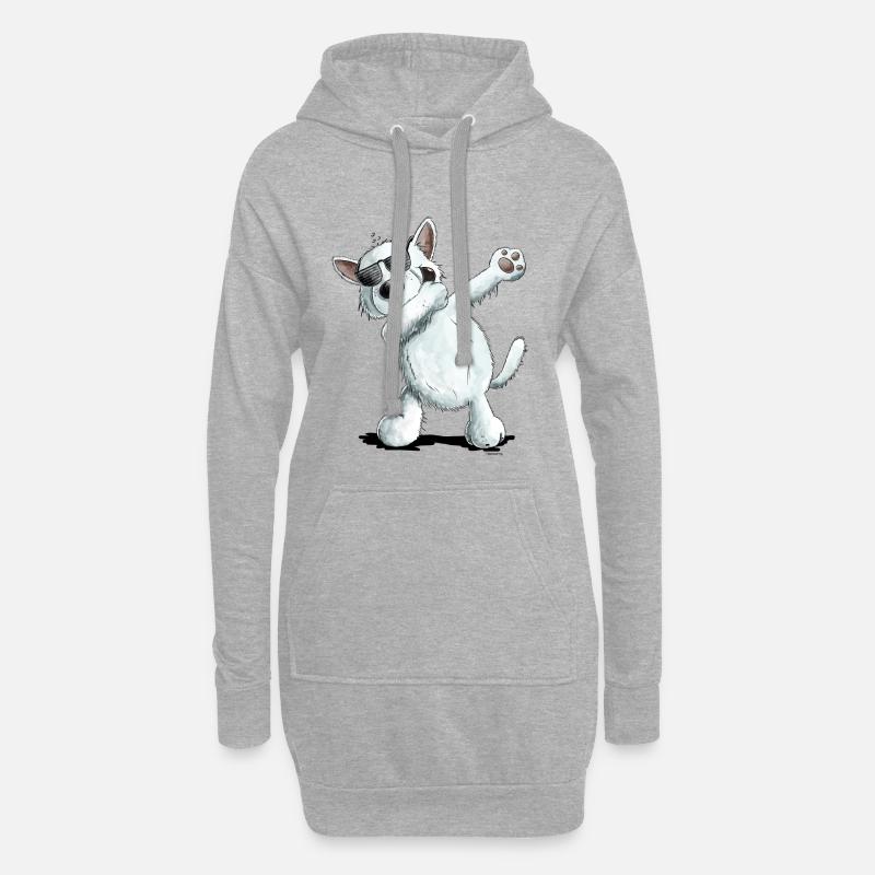 Dab Dance Deutscher Weißer Schäferhund I Schweizer - Hoodie-Kleid - Grau meliert