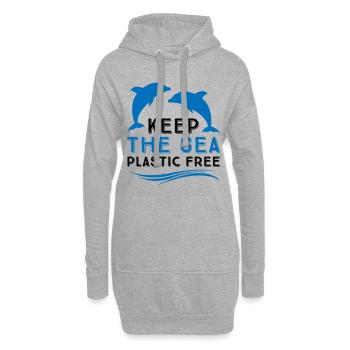 Umweltschutz im Meer - Hoodie-Kleid - Grau meliert - Vorne
