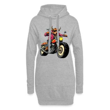 Stiere Motorrad - Hoodie-Kleid - Grau meliert - Vorne