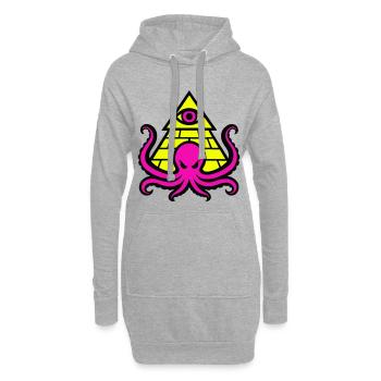 Pyramide mit okkultem Octopus und Auge - Hoodie-Kleid - Grau meliert - Vorne