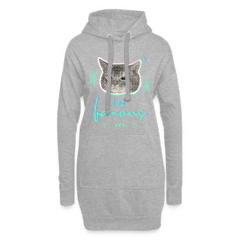 Humorvolle Katzenmeme Gestaltung - I am famous - Hoodie-Kleid - Grau meliert - Vorne