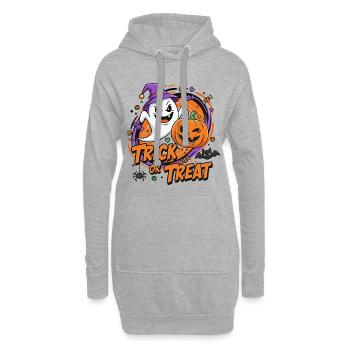 Trick or Treat - Halloween Geist und Kürbis Design - Hoodie-Kleid - Grau meliert - Vorne