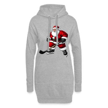 Joueur de hockey sur glace Père Noël - Sweat-shirt à capuche long Femme - gris chiné - Devant