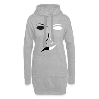 Abstrakte Gesichtslinien Kontrast Maske - Hoodie-Kleid - Grau meliert - Vorne
