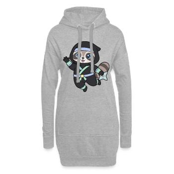 Ninja Waschbär im Ninja-Outfit - Hoodie-Kleid - Grau meliert - Vorne