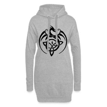 Schwarzer Drache und keltisches Symbol - Hoodie-Kleid - Grau meliert - Vorne