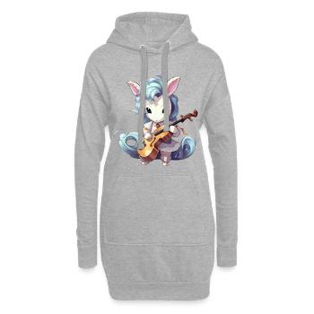 La licorne jouant du violon - Sweat-shirt à capuche long Femme - gris chiné - Devant