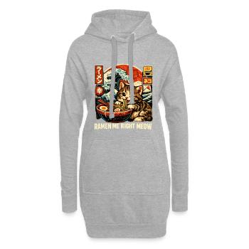 Ramen Cat Kanagawa - Sweat-shirt à capuche long Femme - gris chiné - Devant