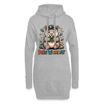 Süßer Wombat Love - Hoodie-Kleid - Grau meliert - Vorne