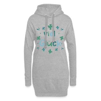 Viel Glück - Glücksklee Kleeblatt - Hoodie-Kleid - Grau meliert - Vorne