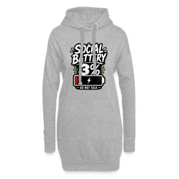 Batterie sociale : ne parle pas - Sweat-shirt à capuche long Femme - gris chiné - Devant