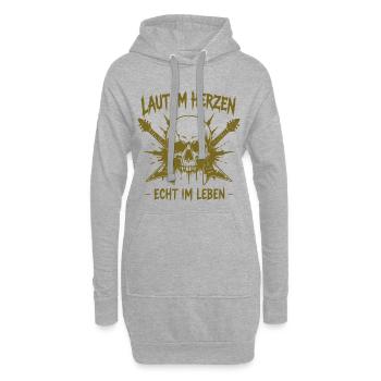 Laut im Herzen – Echt im Leben - Hoodie-Kleid - Grau meliert - Vorne