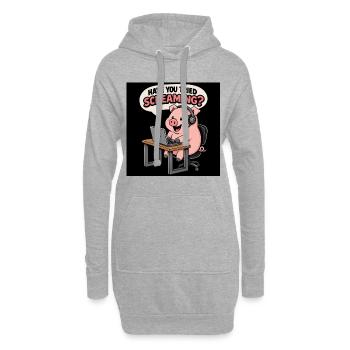 Cochon au bureau des casques - Sweat-shirt à capuche long Femme - gris chiné - Devant
