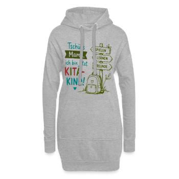 Tschüss Mama Kita-Kind Design - Hoodie-Kleid - Grau meliert - Vorne