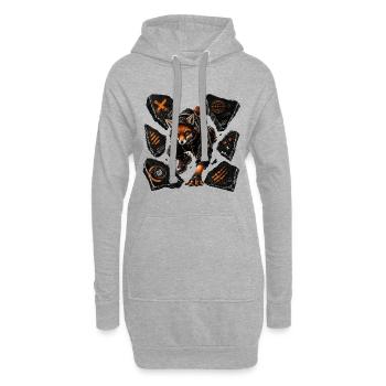 Fox Orbit Battle - Hoodie Dress - heather grey - Front