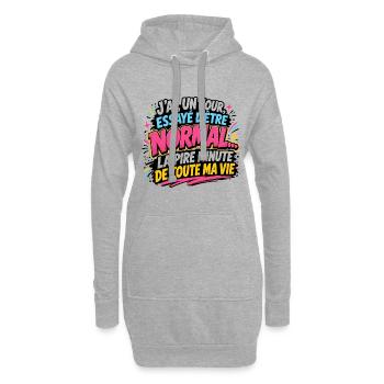 J’ai essayé d’être normal - Sweat-shirt à capuche long Femme - gris chiné - Devant