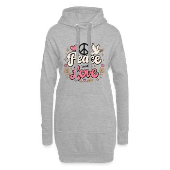 Frieden und Liebe - Hoodie-Kleid - Grau meliert - Vorne