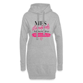 Mes standards ne sont pas négociables - Sweat-shirt à capuche long Femme - gris chiné - Devant
