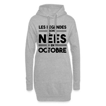 Les légendes sont nées en octobre - Sweat-shirt à capuche long Femme - gris chiné - Devant
